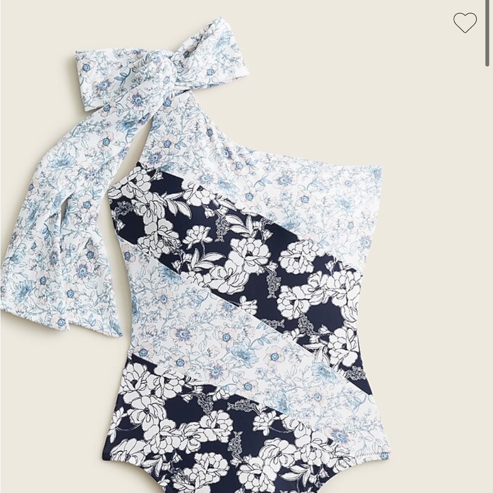 J Crew Bow one-shoulder one-piece in mixed magnolia floral